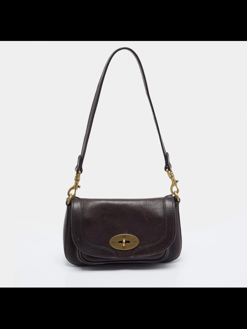 Mulberry Dark Brown Leather Shoulder Bag with Gold Hardware